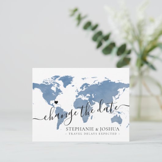 Wijzig de datum Uitgestelde bestemming Trouwkaart Aankondigingskaart (Staand voorkant)