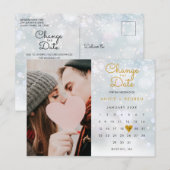 Wijzig de datum Update Kalender Foto Winter Aankondigingskaart (Voorkant / Achterkant)