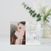 Wijzig de datum Update Kalender Foto Winter Aankondigingskaart (Staand voorkant)