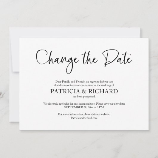 Wijzig de datum van de bruiloft uitgesteld aankond kaart (Voorkant)