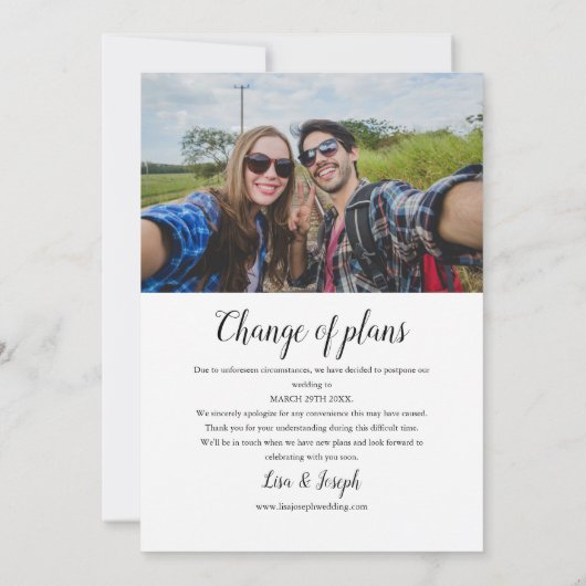 Wijzig de datum van de bruiloft Uitgestelde nieuwe Kaart (Achterkant)