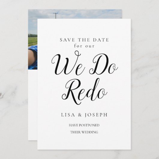 Wijzig de datum van de bruiloft Uitgestelde nieuwe Kaart (Voorkant / Achterkant)