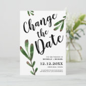 Wijzig de datum van het uitstellen van de bruiloft save the date (Staand voorkant)