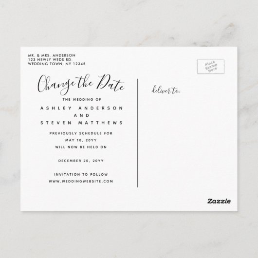 Wijzig de datum waarop de trouwfoto is uitgesteld briefkaart (Achterkant)