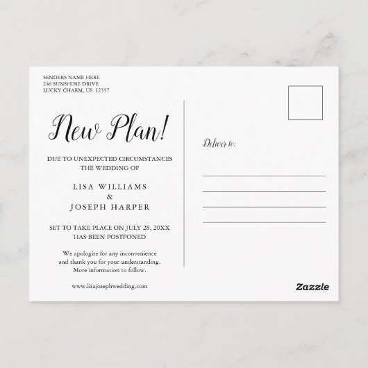 Wijzig de datum waarop we het uitgestelde Roos Gol Briefkaart (Achterkant)