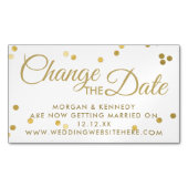 Wijzig de datum White Gold Confetti magnetische Ka Magnetisch Visitekaartje (Voorkant)
