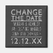 Wijzig de datum Zwart-wit bruiloft magneet (Voorkant)