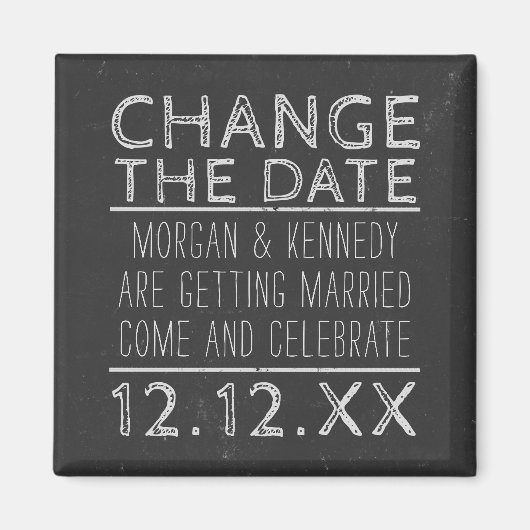 Wijzig de datum Zwart-wit bruiloft magneet (Voorkant)