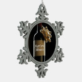 Wijzig de wijnfles met Bow Boss Day Tin Sneeuwvlok Ornament (Links)