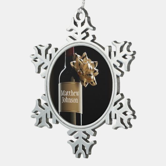 Wijzig de wijnfles met Bow Boss Day Tin Sneeuwvlok Ornament (Rechts)