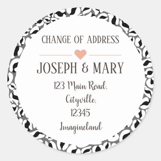 Wijzig het adres zwart-wit afdrukken ronde sticker (Voorkant)