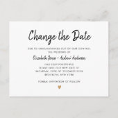 Wijzig het datumscript Simple Champagne Gold Heart Aankondigingskaart (Voorkant)