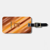 Wijzig Initiaal Naam toevoegen Zacht bruin Tan Bei Bagagelabel (Voorkant horizontaal)