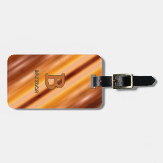 Wijzig Initiaal Naam toevoegen Zacht bruin Tan Bei Bagagelabel (Voorkant horizontaal)