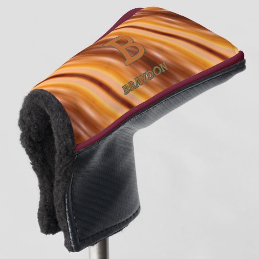 Wijzig Initiaal Naam toevoegen Zacht bruin Tan Bei Golfheadcover (3/4 voorkant)