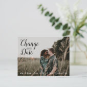 Wijzig onze datum | Huwelijksuitstel kalligrafie Briefkaart (Staand voorkant)