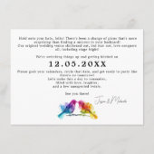 Wijzig onze datum LGBTQ+ Rainbow Lovebirds Informatiekaartje (Achterkant)