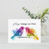 Wijzig onze datum LGBTQ+ Rainbow Lovebirds Informatiekaartje (Staand voorkant)