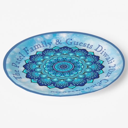 Wijzig tekst overeenkomend met Diwali Blue 9" Bord (Gekanteld)