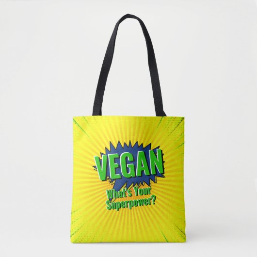 Wijzig tekst Vegan Uw Superpower Comic Style Tekst Tote Bag (Voorkant)