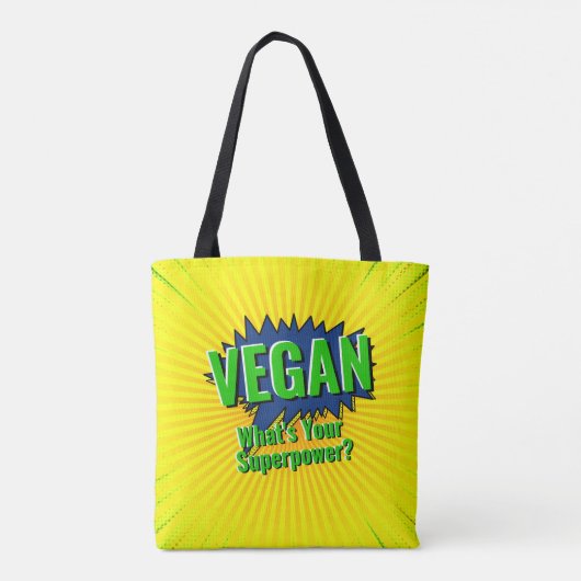 Wijzig tekst Vegan Uw Superpower Comic Style Tekst Tote Bag (Achterkant)