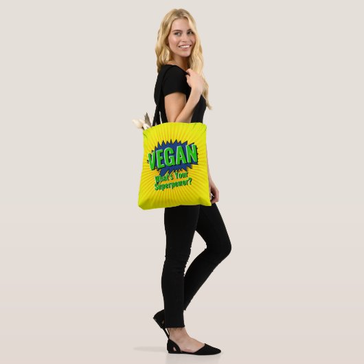 Wijzig tekst Vegan Uw Superpower Comic Style Tekst Tote Bag (Op model)