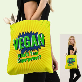 Wijzig tekst Vegan Uw Superpower Comic Style Tekst Tote Bag