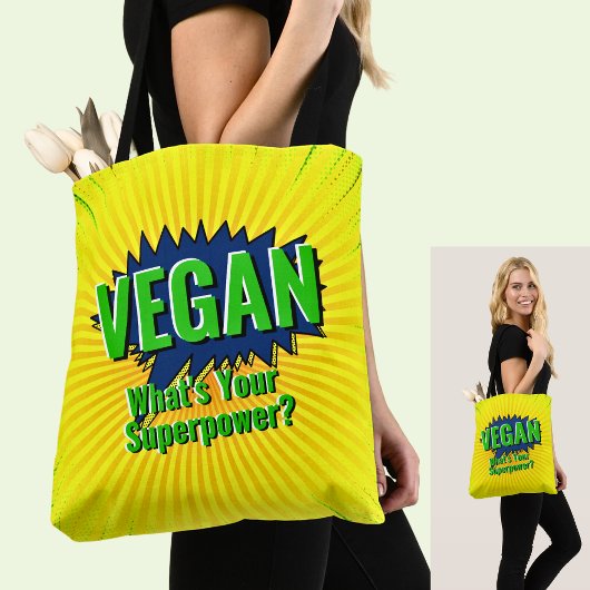 Wijzig tekst Vegan Uw Superpower Comic Style Tekst Tote Bag