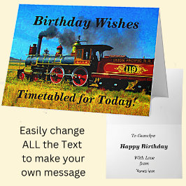 Wijzig tekst Voeg namen Steam Train Happy Birthday Kaart
