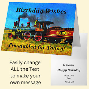 Wijzig tekst Voeg namen Steam Train Happy Birthday Kaart