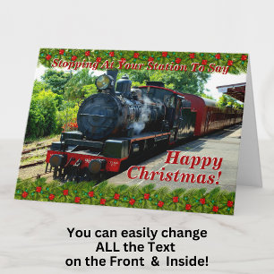 Wijzig tekst Voeg namen Steam Train Happy Christma Kaart