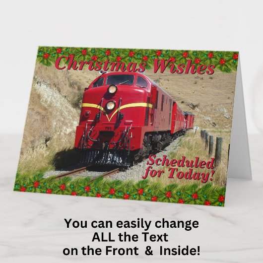 Wijzig tekst Voeg namen Steam Train Happy Christma Kaart
