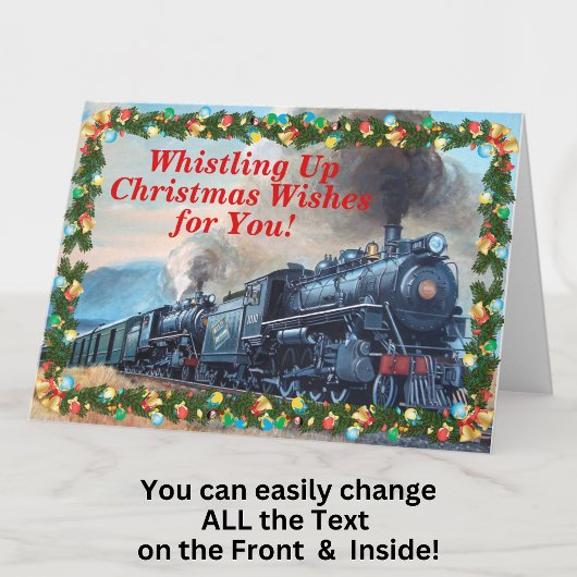 Wijzig tekst Voeg namen Steam Train Happy Christma Kaart