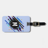 Wijzigen in elk Initiaal, blauwe verfstreepjes Bagagelabel (Voorkant horizontaal)