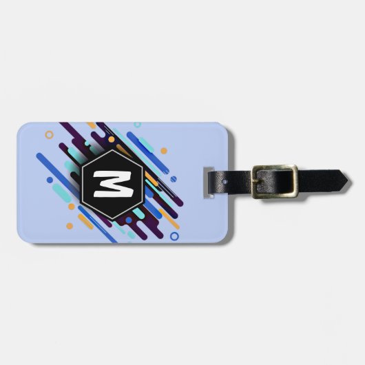 Wijzigen in elk Initiaal, blauwe verfstreepjes Bagagelabel (Voorkant horizontaal)