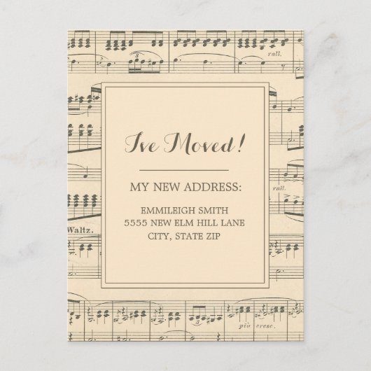 Wijziging adres Antiek vel muziek Briefkaart (Voorkant)