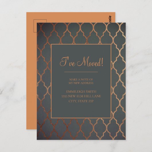 Wijziging adres  bruin koper Sinaasappel Briefkaart (Voorkant / Achterkant)