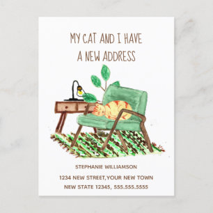 Wijziging adres Ginger Cat Moving Announcement Briefkaart