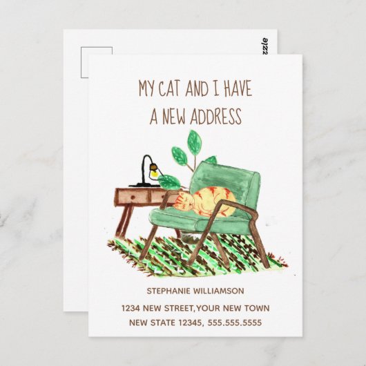 Wijziging adres Ginger Cat Moving Announcement Briefkaart (Voorkant / Achterkant)