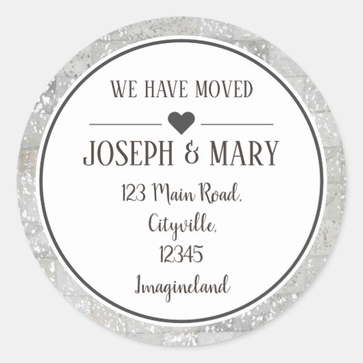 Wijziging adres zilverkoeienhuid ronde sticker (Voorkant)