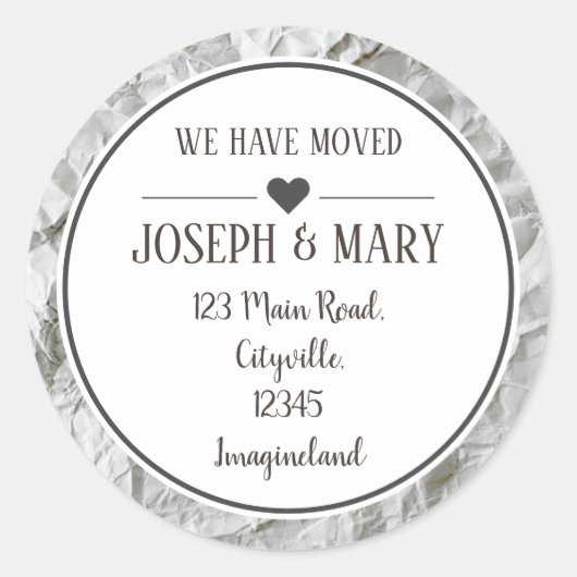 Wijziging adrespapier geplisseerd ronde sticker (Voorkant)