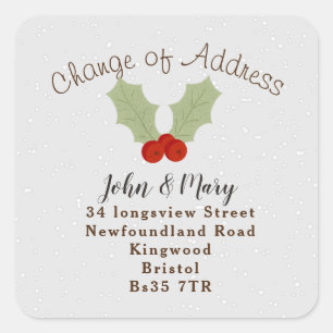 Wijziging adressticker sneeuw vierkante sticker