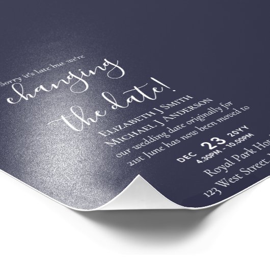 Wijziging datum huwelijk uitstel foto uitnodiging foto afdruk (Hoek)