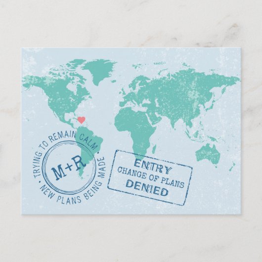 Wijziging herchedule datum bestemming bruiloft aankondigingskaart (Voorkant)