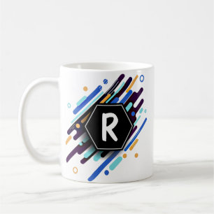 Wijziging in een Initiaal op blauwe verf - R S T U Koffiemok