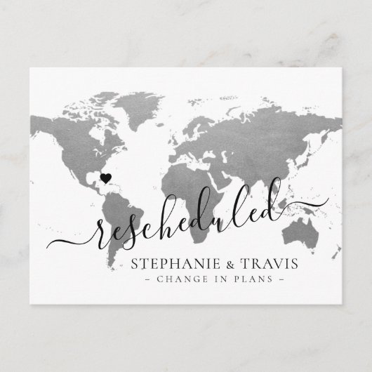 Wijziging in plannen Nieuwe datum bestemming bruil Aankondigingskaart (Voorkant)