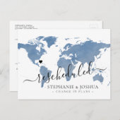 Wijziging in plannen uitgesteld bestemming bruilof aankondigingskaart (Voorkant / Achterkant)