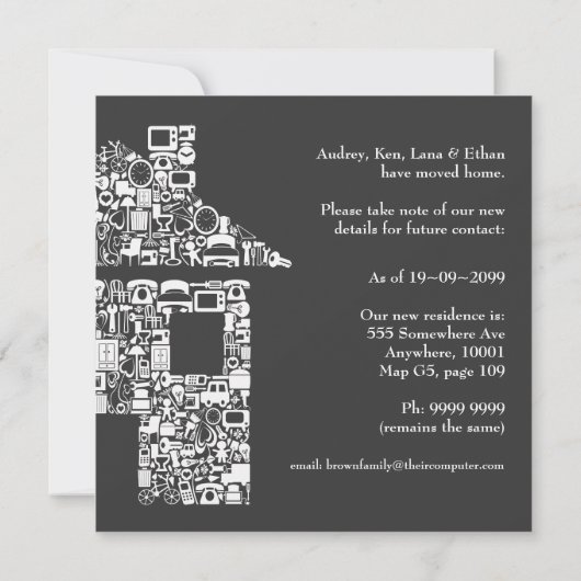 Wijziging Nieuw Adres Huis Woonadres Aankondiging (Achterkant)