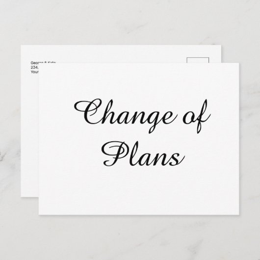 Wijziging plannen annulering huwelijk uitstel  briefkaart (Voorkant / Achterkant)