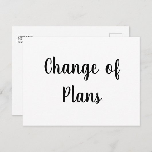 Wijziging plannen annulering huwelijk uitstel  briefkaart (Voorkant / Achterkant)
